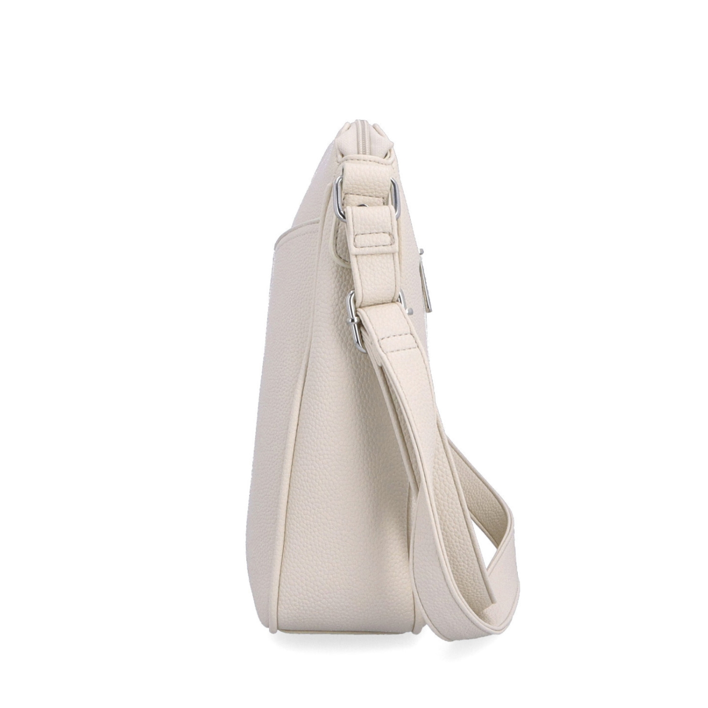 Stredná crossbody kabelka s predným vreckom na cvoček Carmelo materiál syntetická koža zapínanie na zips farba béžová veľkosť stredná 4331 BE Z boku