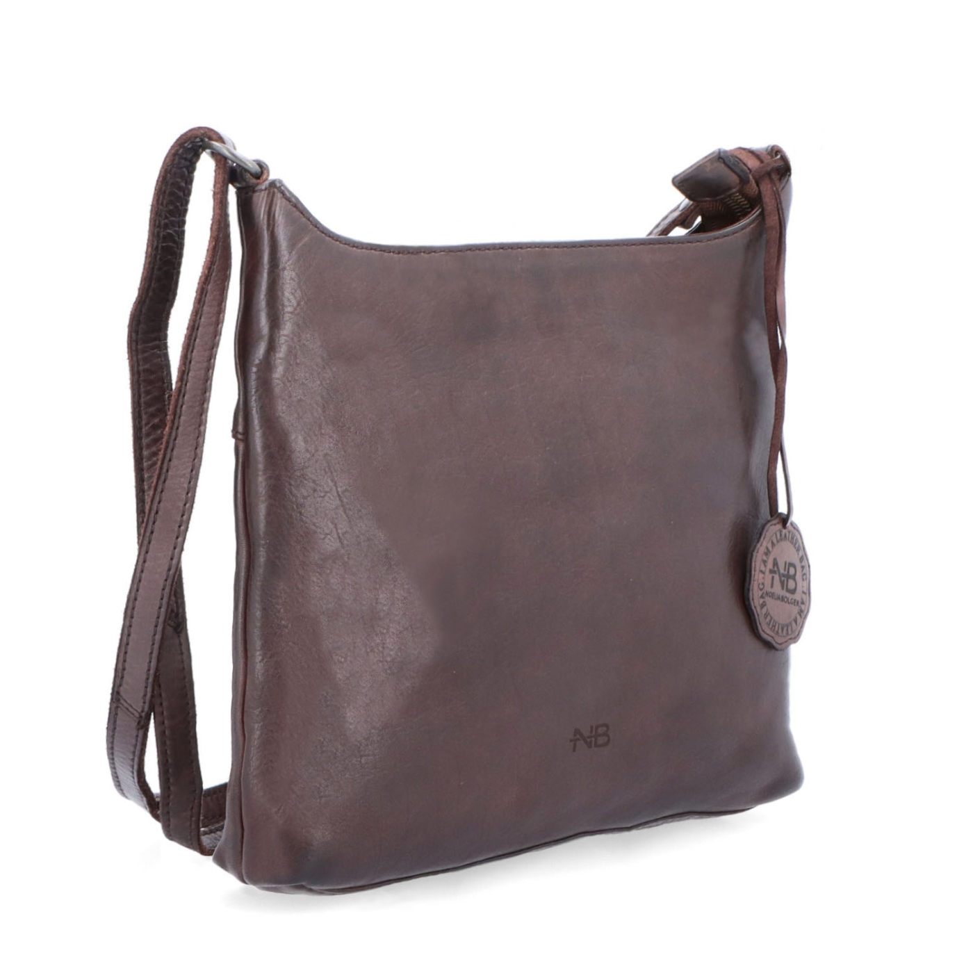Kožená crossbody kabelka na každý deň Noelia Bolger materiál kože zapínanie na zips farba hnedá veľkosť malá NB 2404 H