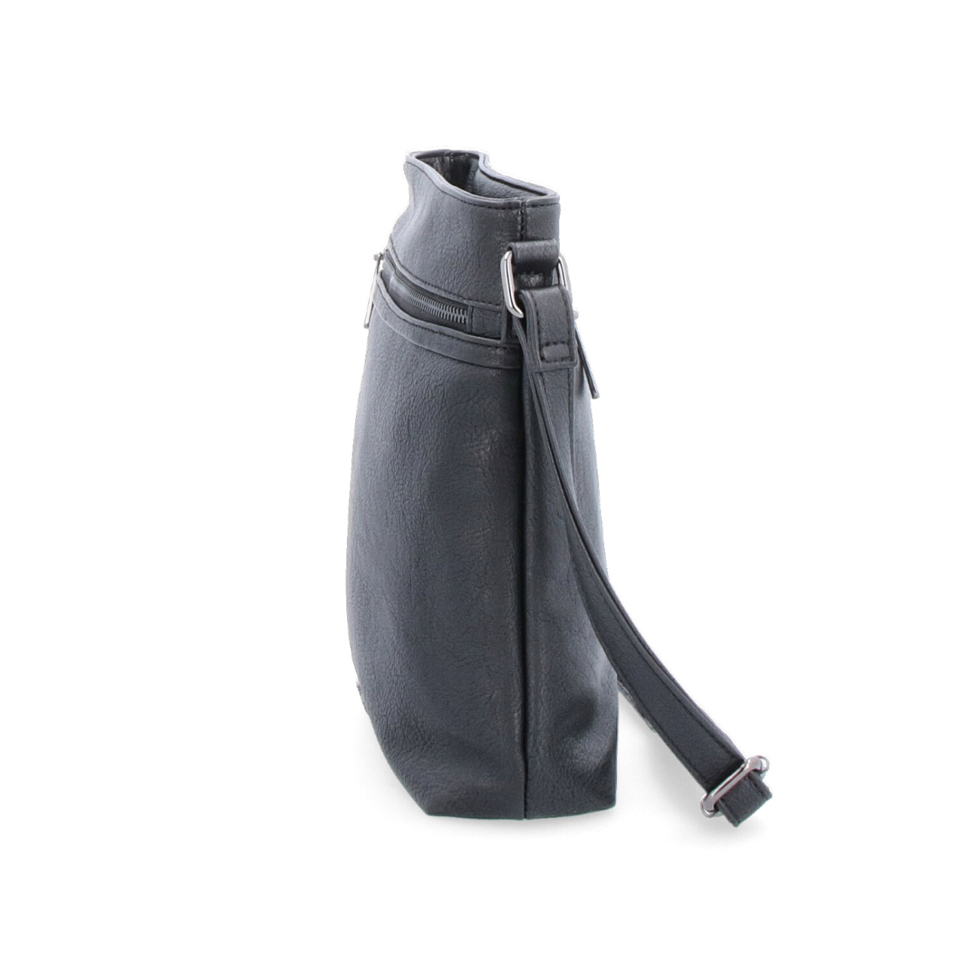 Menší crossbody kabelka Tangerin materiál syntetická koža zapínanie na zips farba čierna veľkosť stredná 8022 C Z boku