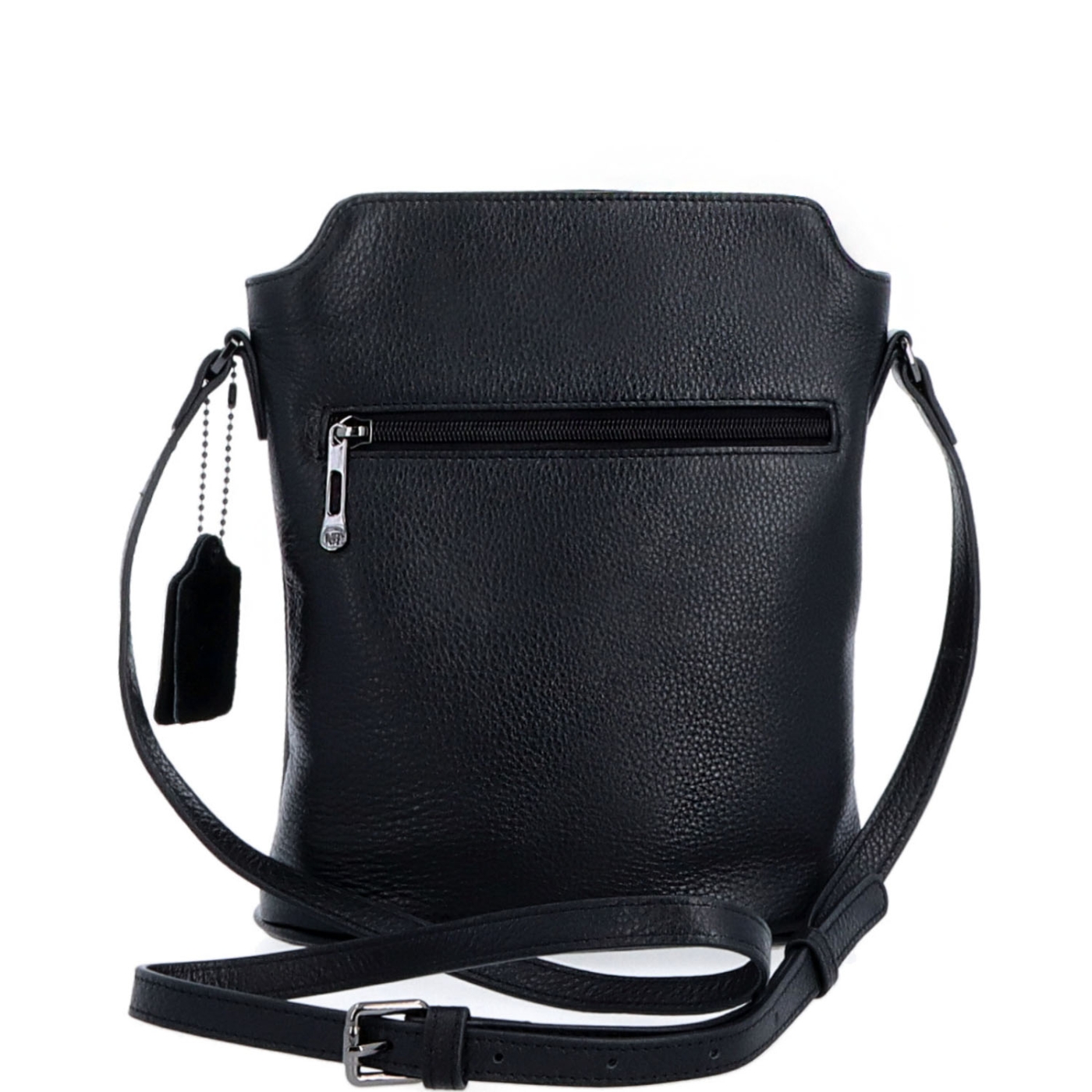 Malá crossbody kabelka zo štruktúrovanej kože Noelia Bolger materiál kože zapínanie na zips farba čierna veľkosť malá NB 3009 C Zozadu