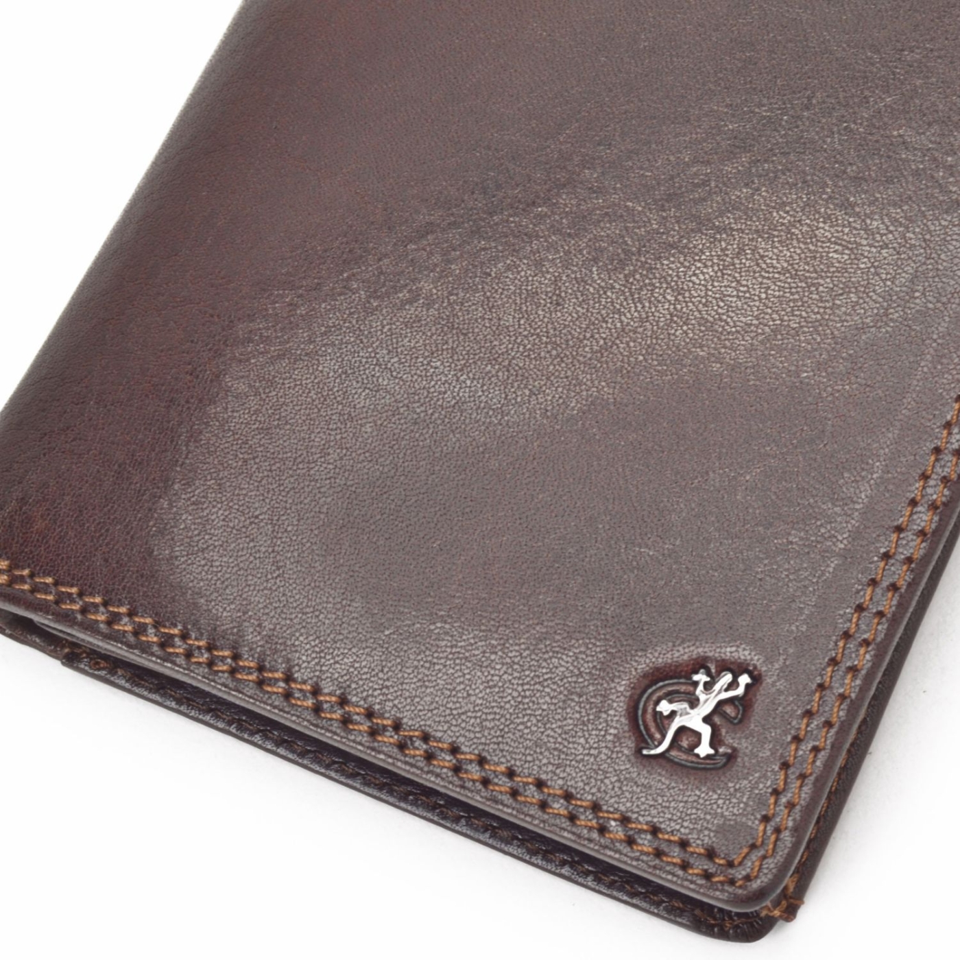 Kožená peňaženka na výšku Cosset materiál kože zapínanie Bez zapínania farba hnedá veľkosť malá 4506 Komodo H Logo