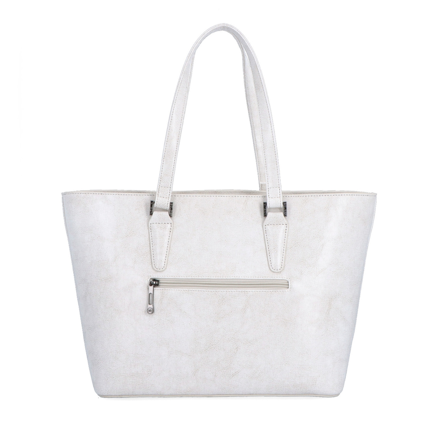 Shopper kabelka cez rameno Noelia Bolger materiál kože zapínanie na zips farba biela veľkosť veľká NB 0047 OW Zozadu