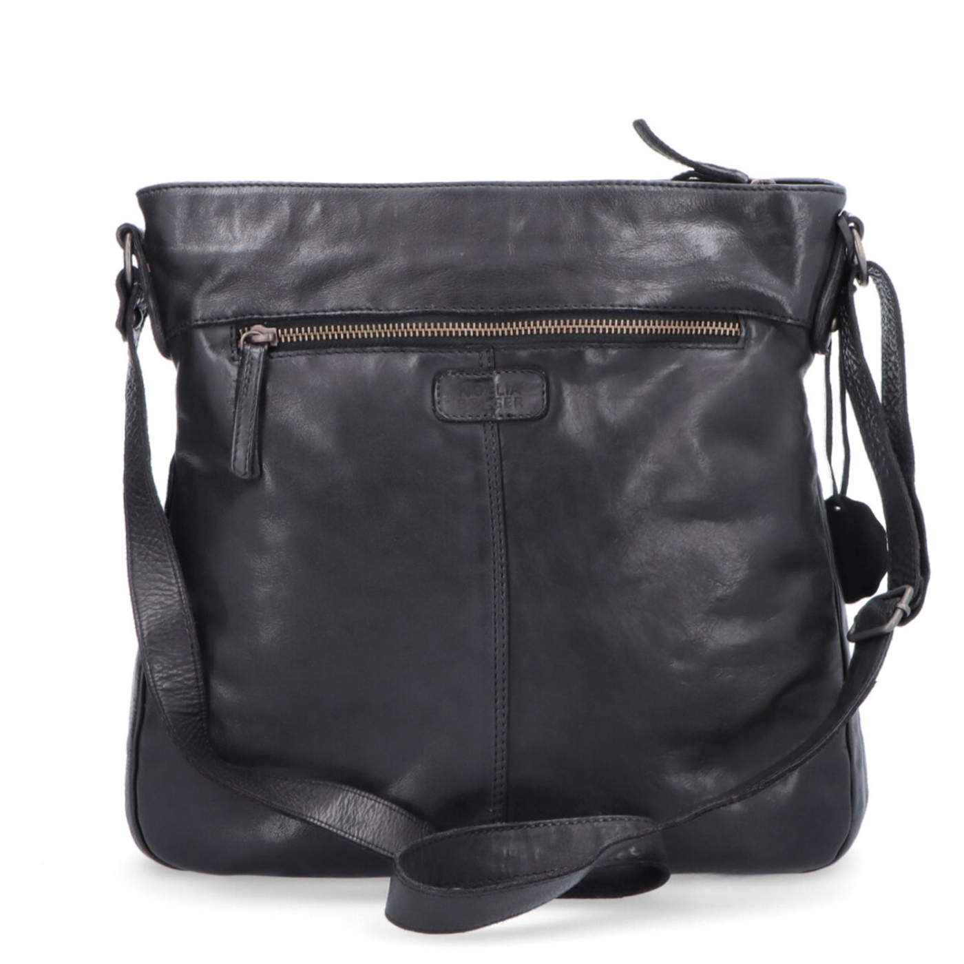 Kožená crossbody kabelka s prešívaním Noelia Bolger materiál kože zapínanie na zips farba čierna veľkosť stredná NB 2002 C Zozadu