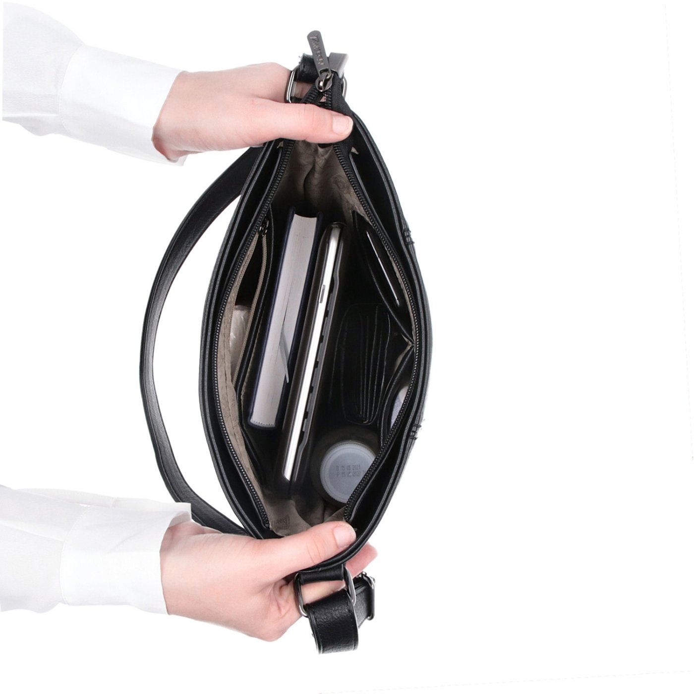 Crossbody kabelka s prešívaním Tangerin materiál syntetická koža zapínanie na zips farba vínová veľkosť stredná 8004 BO Vnútro