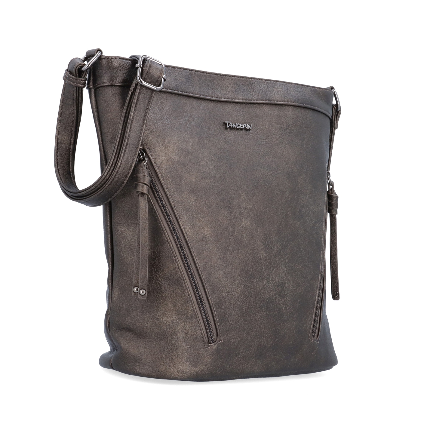 Crossbody kabelka s ozdobnými zipsami Tangerin materiál syntetická koža zapínanie na zips farba sivá veľkosť stredná 8050 ANT