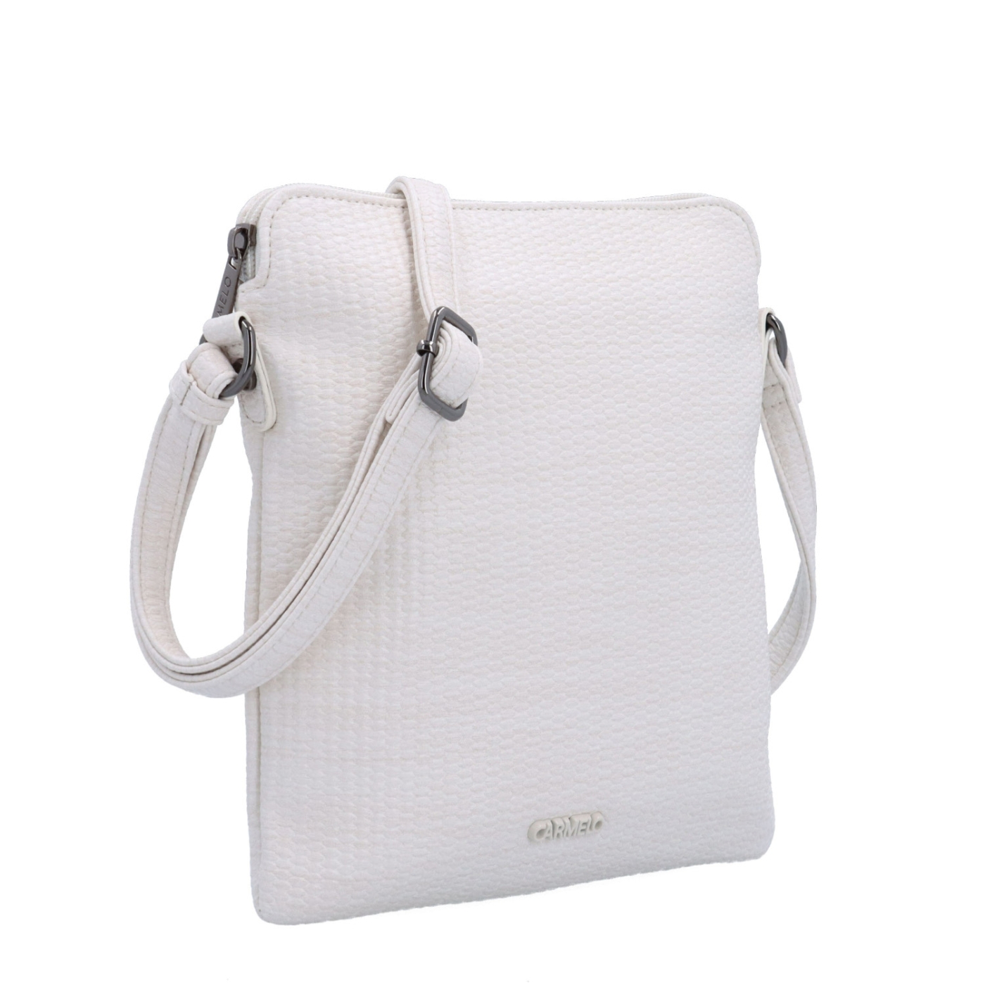 Minimalistická crossbody kabelka s jemným vzorom Carmelo materiál syntetická koža zapínanie na zips farba béžová veľkosť malá 4397 K