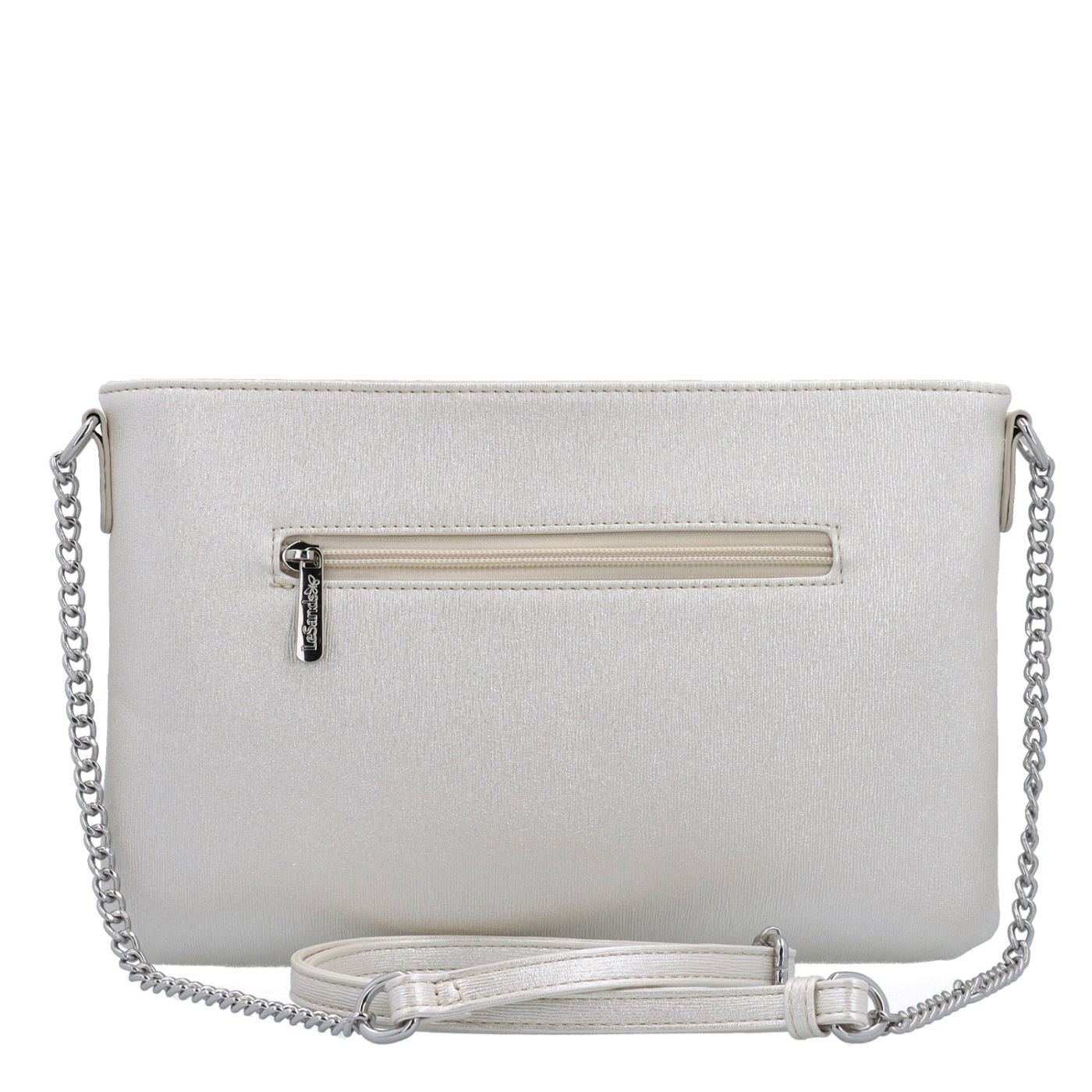 Elegantná crossbody kabelka s jemným leskom Le Sands materiál syntetická koža zapínanie na zips farba béžová veľkosť malá 4608 PRL Zozadu