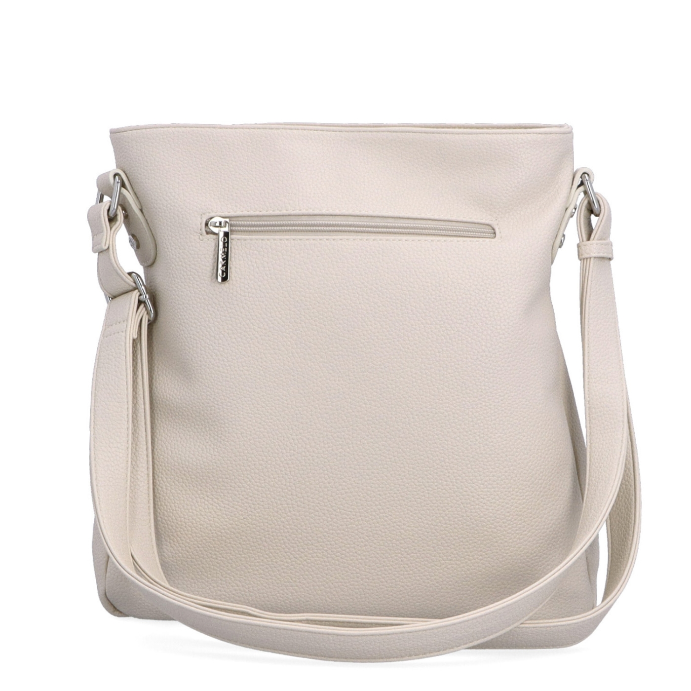 Dizajnová crossbody kabelka Carmelo materiál syntetická koža zapínanie na zips farba béžová veľkosť stredná 4271 BE Zozadu