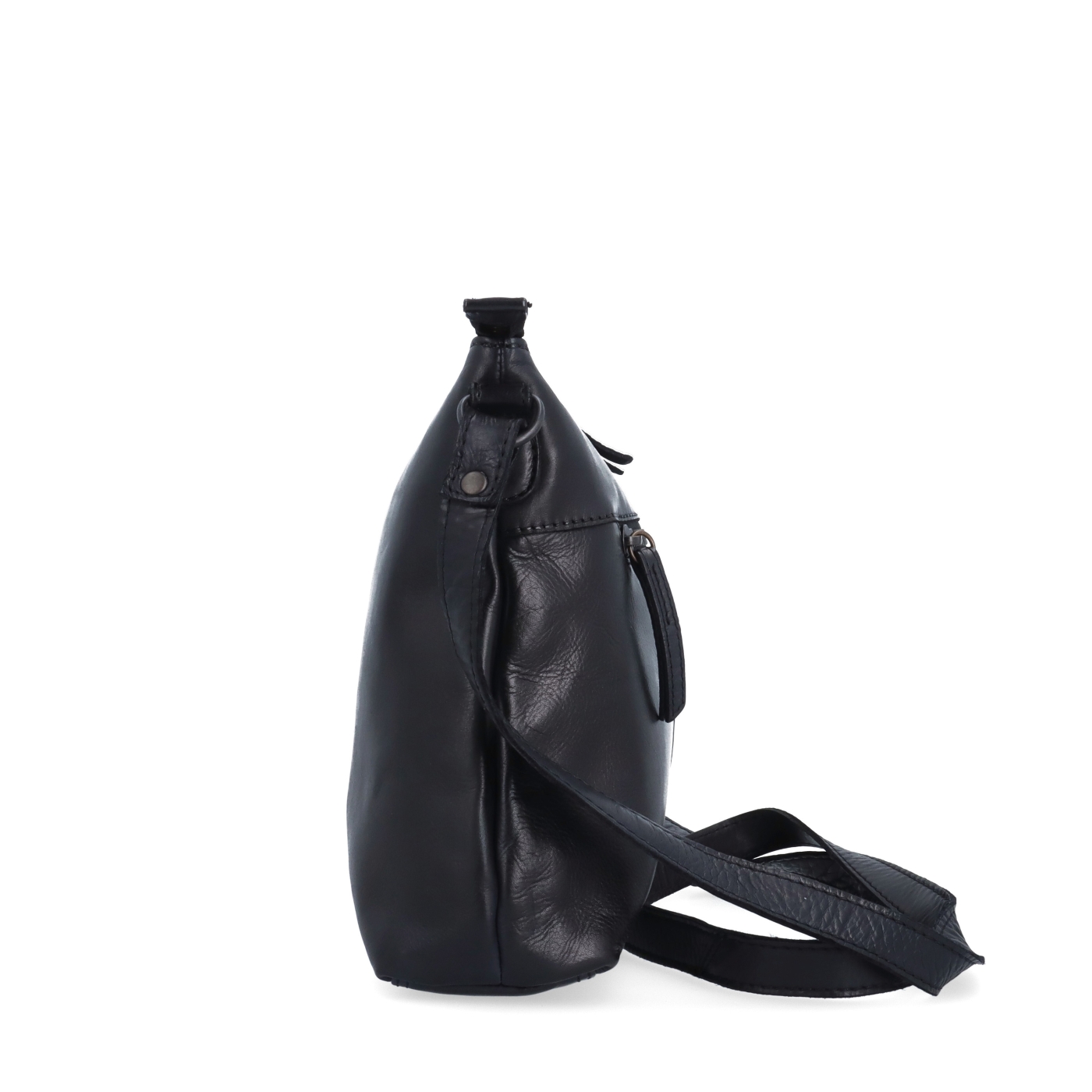 Dámska kožená crossbody kabelka Noelia Bolger materiál kože zapínanie na zips farba čierna veľkosť stredná NB 2430 C Z boku