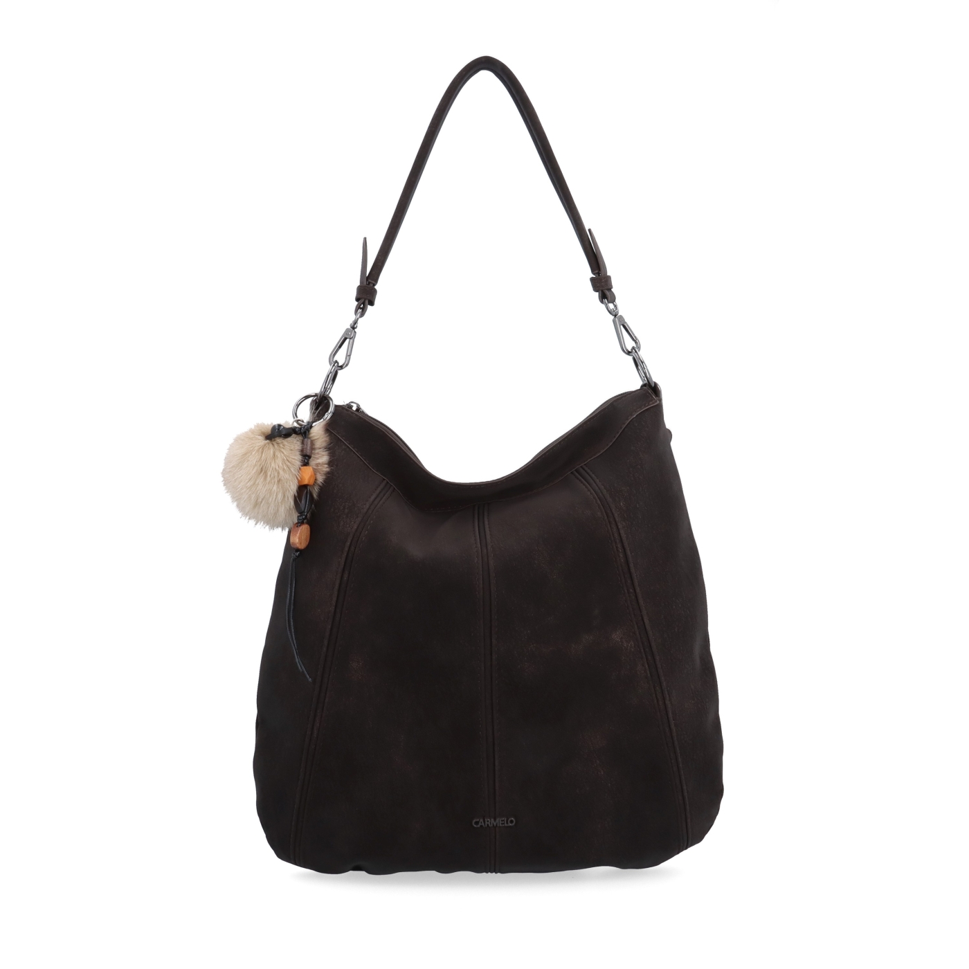 Praktická kabelka cez rameno aj crossbody s prešívaním Carmelo materiál syntetická koža zapínanie na zips farba hnedá veľkosť stredná 4656 TH Spredu