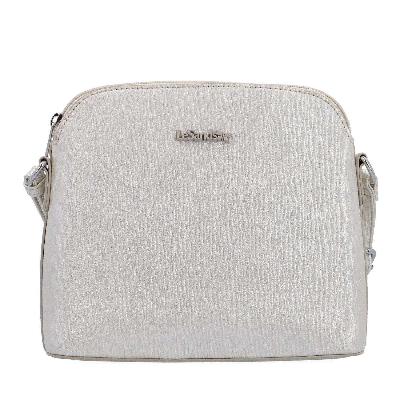 Elegantná crossbody kabelka s čistým dizajnom Le Sands materiál syntetická koža zapínanie na zips farba béžová veľkosť malá 4607 PRL Spredu