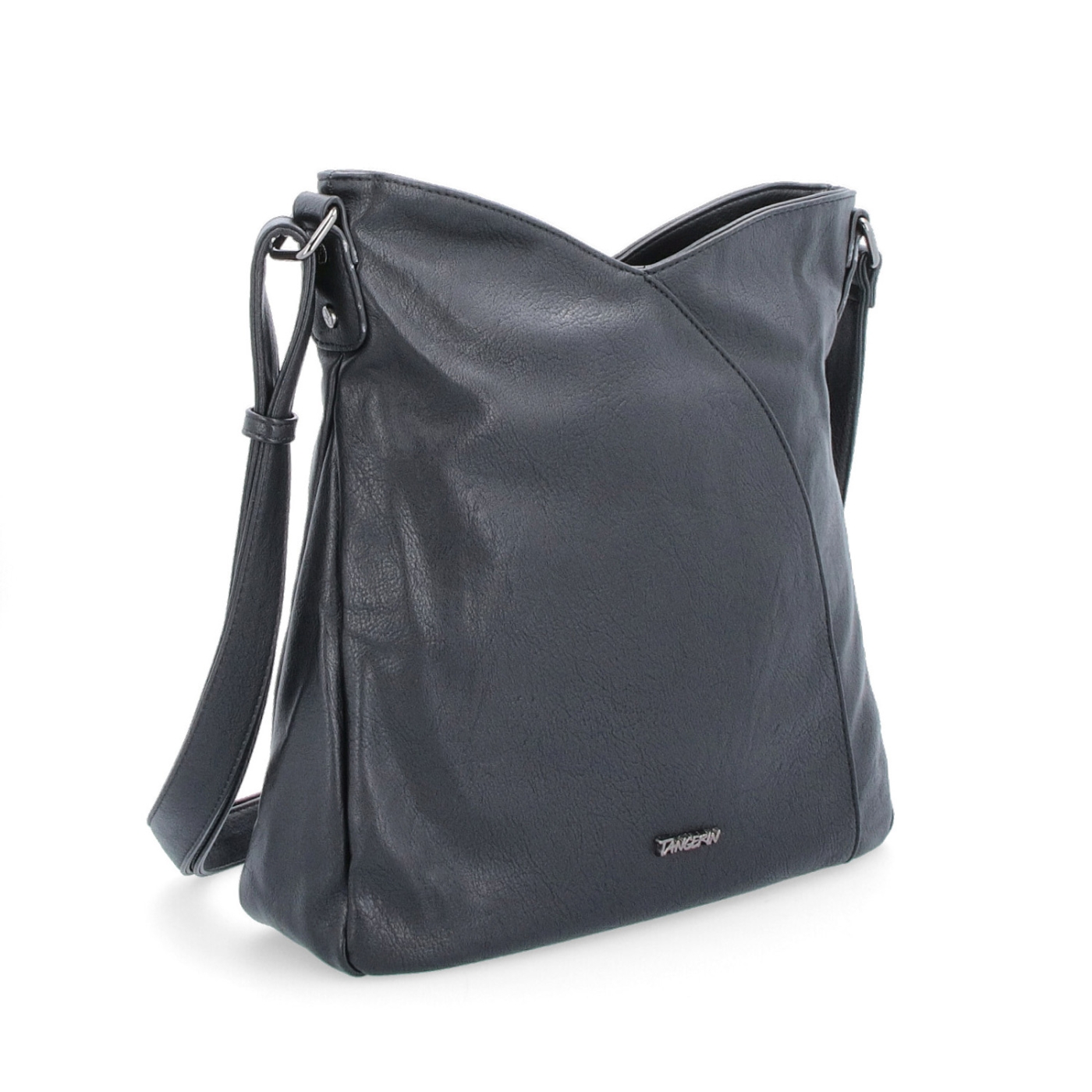Asymetrická crossbody kabelka s prešívaním Tangerin materiál syntetická koža zapínanie na zips farba čierna veľkosť stredná 8023 C
