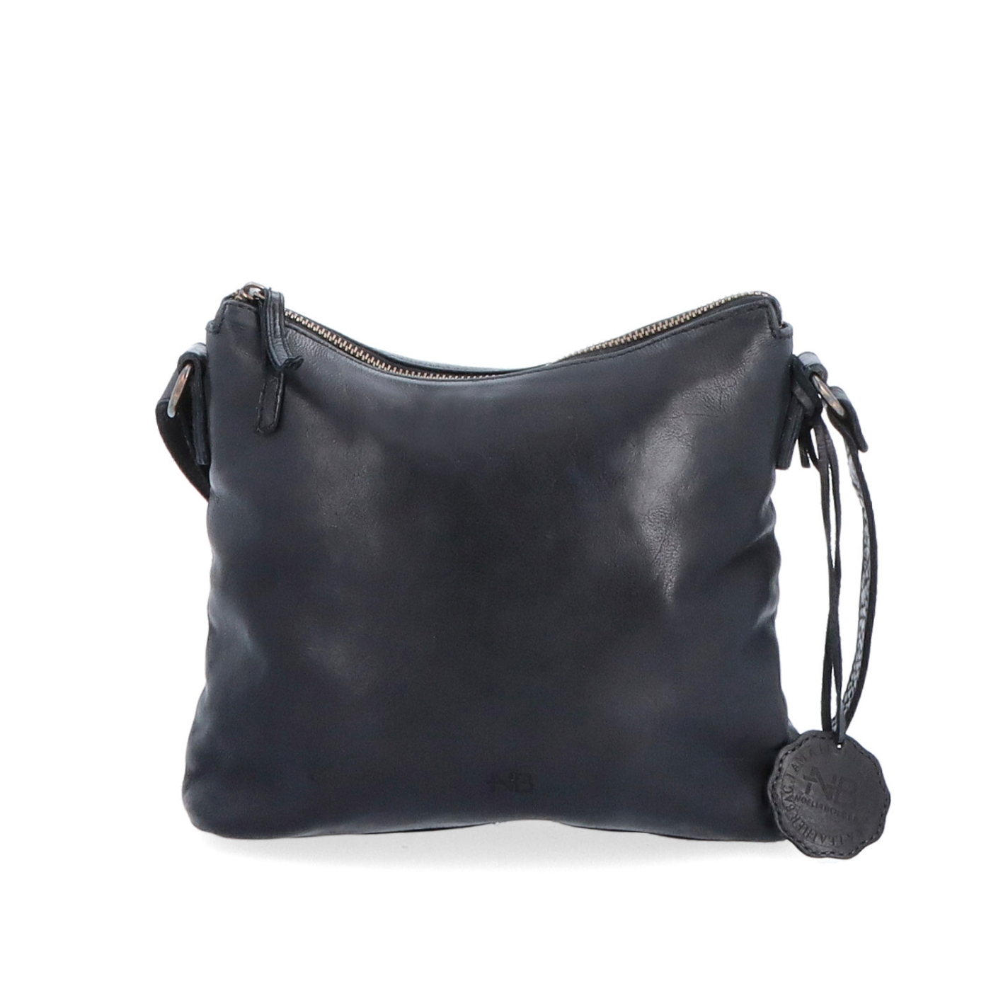 Kožená crossbody kabelka s moderným dizajnom Noelia Bolger materiál kože zapínanie na zips farba čierna veľkosť malá NB 2400 C Spredu
