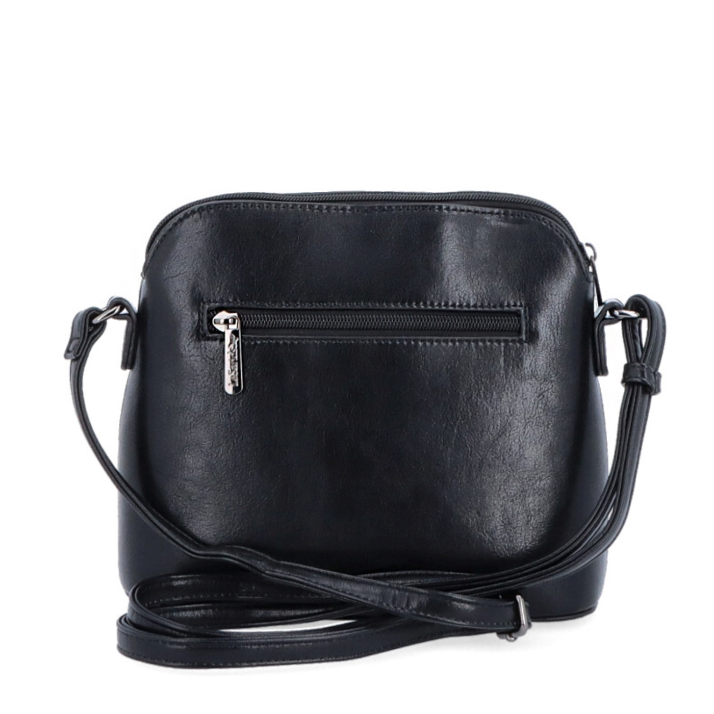 Malá minimalistická crossbody kabelka Le Sands materiál syntetická koža zapínanie na zips farba čierna veľkosť malá 7712 C Zozadu