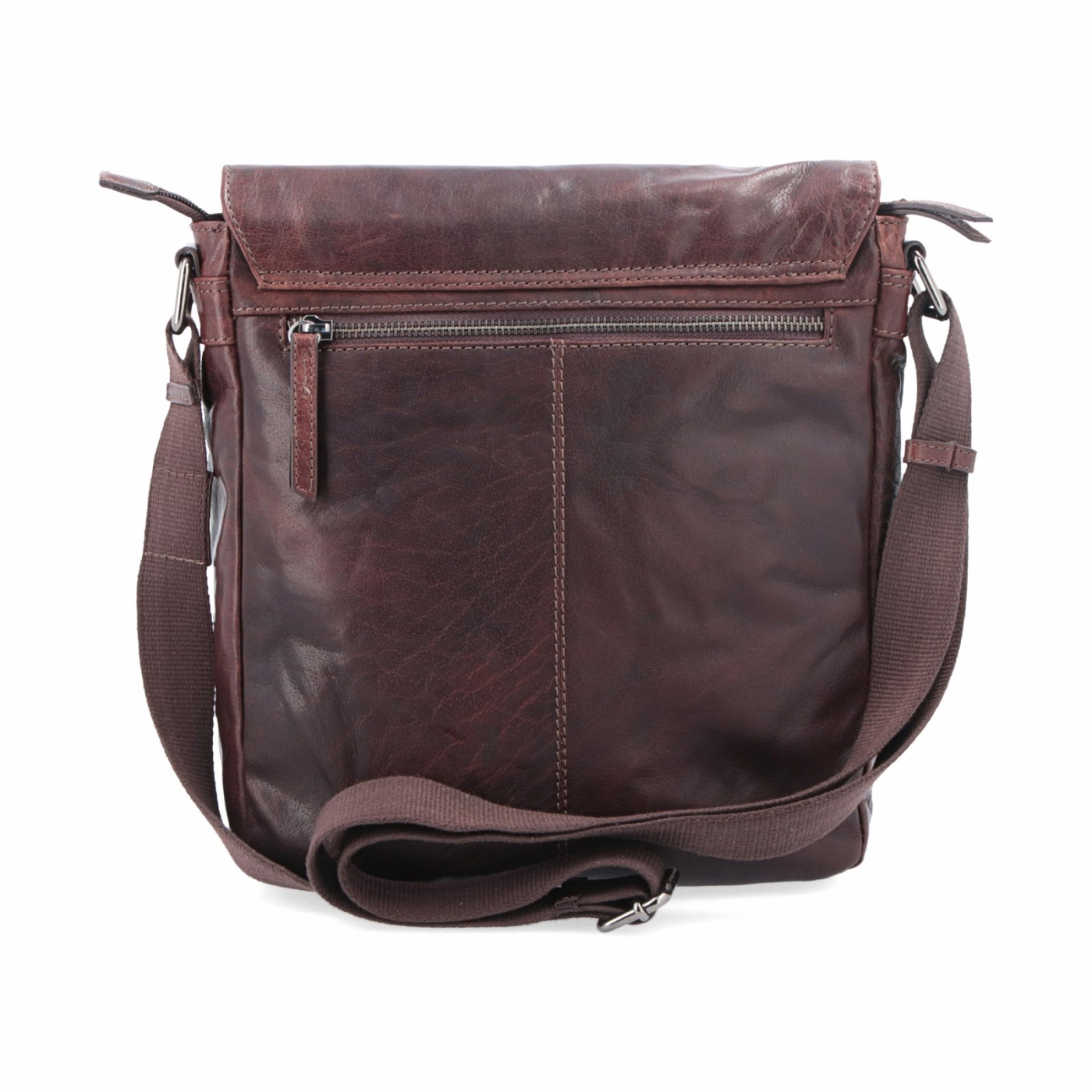Kožená crossbody s chlopňou Poyem materiál kože zapínanie s chlopňou farba hnedá veľkosť stredná 2207 Poyem H Zozadu