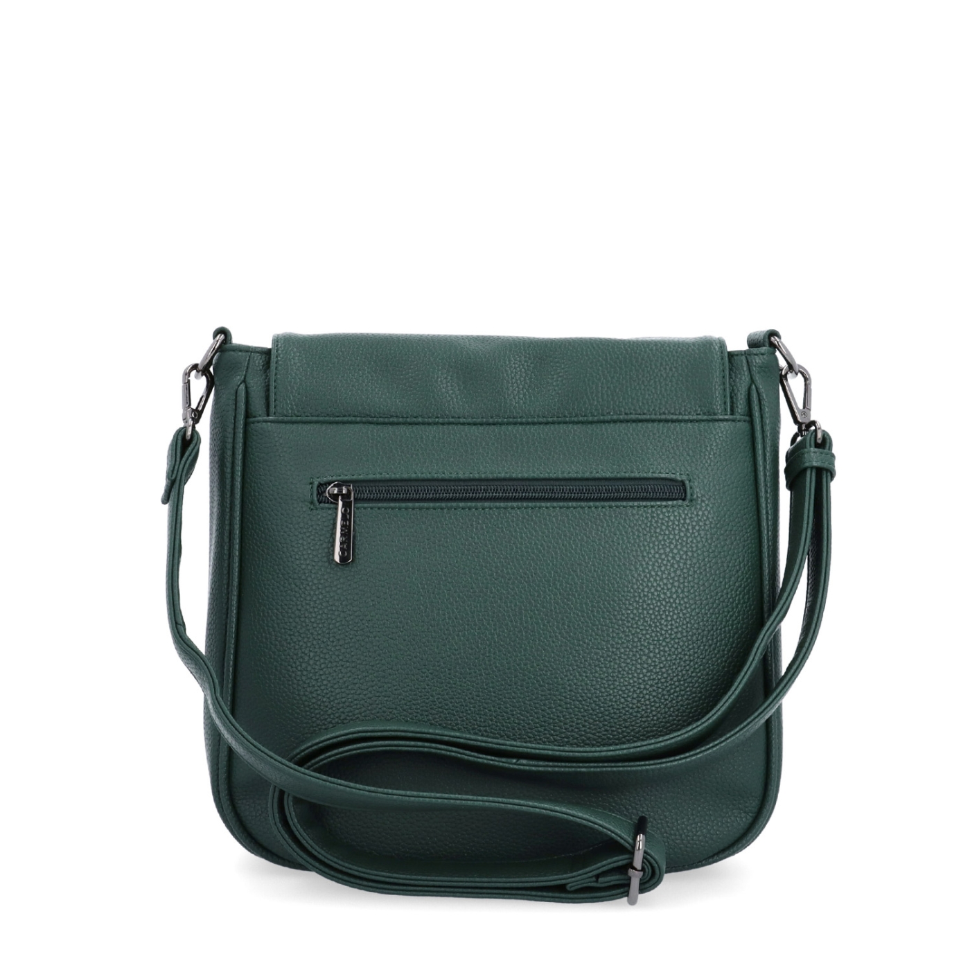 Syntetická crossbody kabelka s výraznou sponou Carmelo materiál syntetická koža zapínanie s chlopňou farba zelená veľkosť stredná 4363 TZE Zozadu
