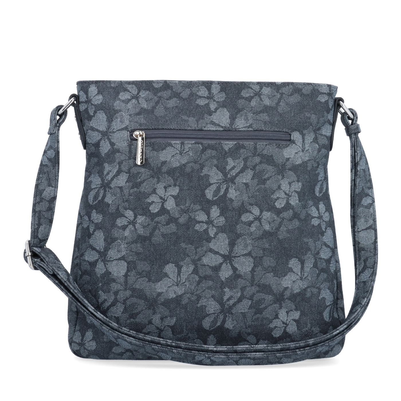 Crossbody kabelka s jemným kvetinovým vzorom Carmelo materiál syntetická koža zapínanie na zips farba čierna veľkosť stredná 4601 C Zozadu