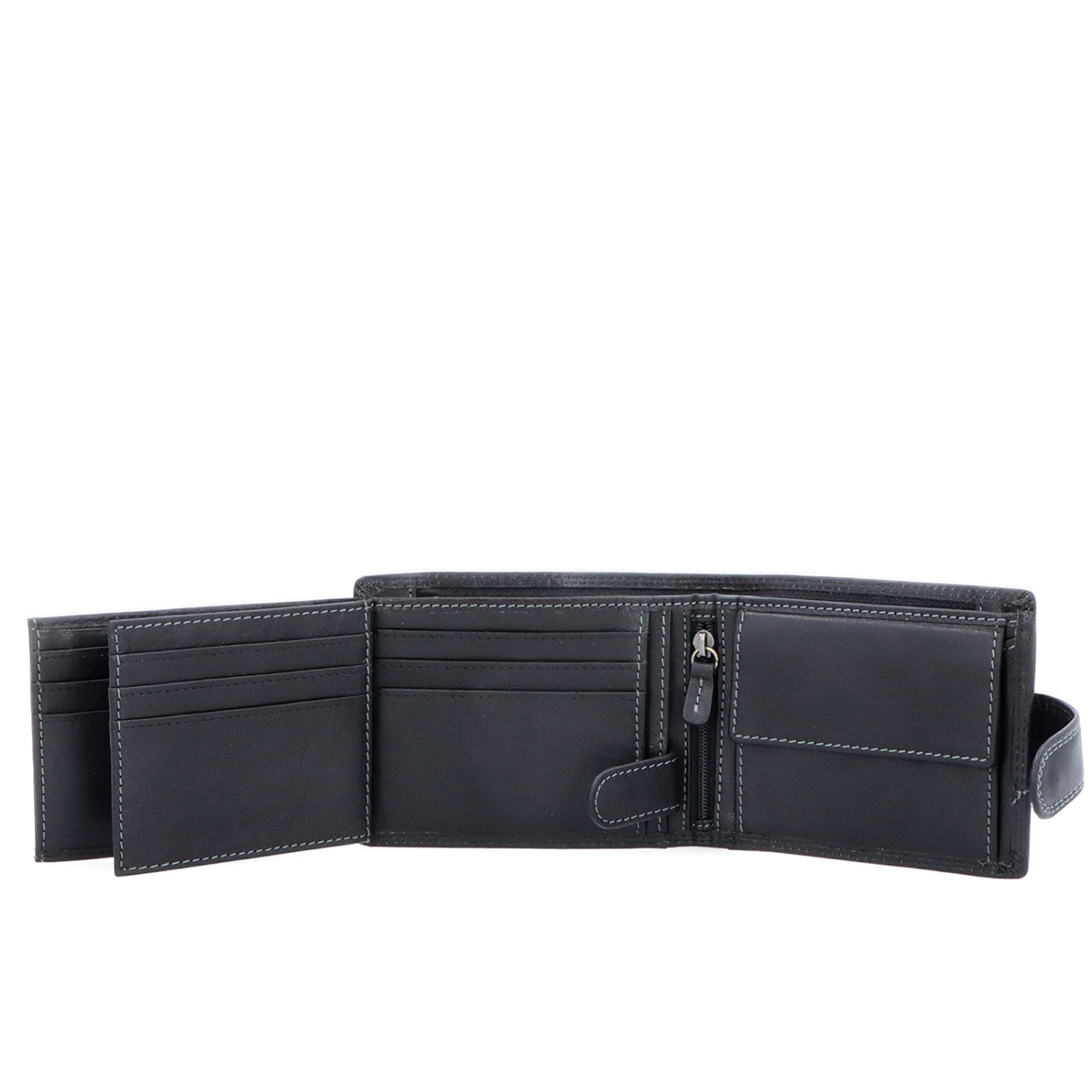Peňaženka so zápinkou Poyem materiál kože zapínanie na cvok farba čierna veľkosť malá 5223 Poyem C Otvorený