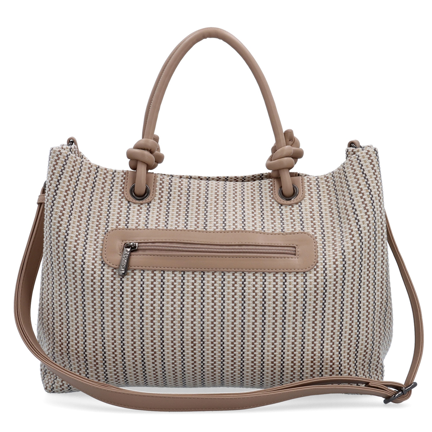 Priestranná shopper kabelka s originálnymi uchami Le Sands materiál syntetická koža zapínanie na zips farba béžová veľkosť veľká 4613 BE Zozadu