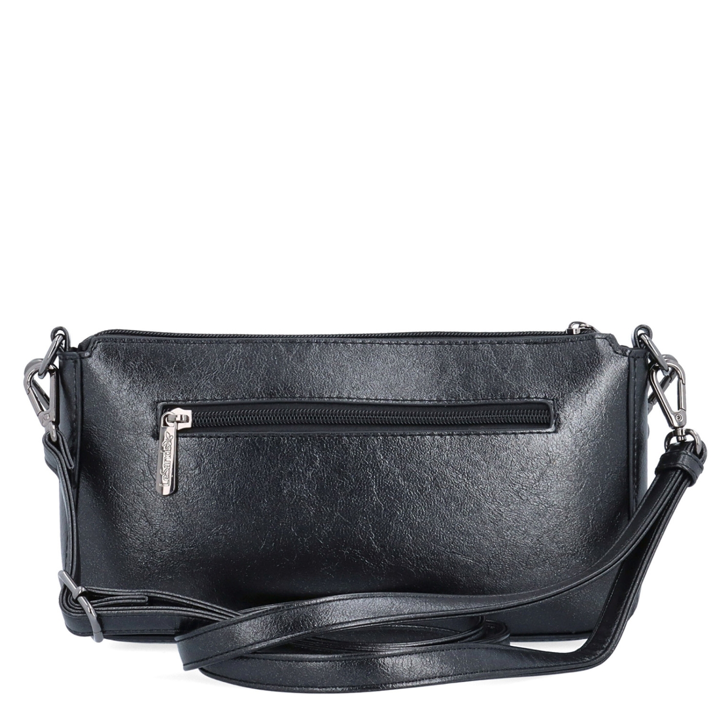 Malá crossbody kabelka s odnímateľnou retiazkou Le Sands materiál syntetická koža zapínanie na zips farba sivá veľkosť malá 4610 ANT Zozadu