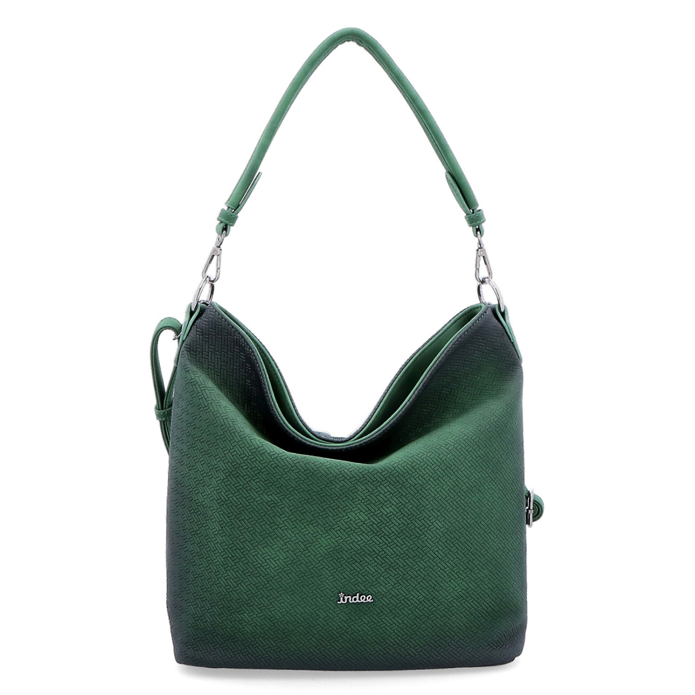 Crossbody hobo bag Indee materiál syntetická koža zapínanie na zips farba zelená veľkosť stredná 6318 TZE Spredu