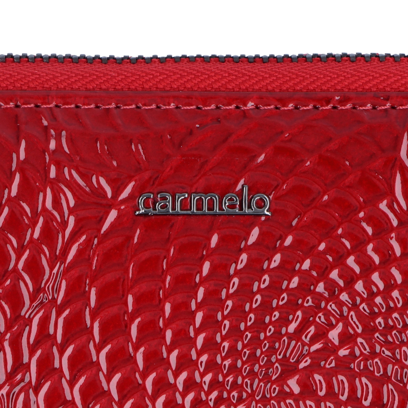 Elegantná dámská lakovaná peňaženka Carmelo materiál kože zapínanie na zips farba červená veľkosť veľká 2102 Z CV Logo