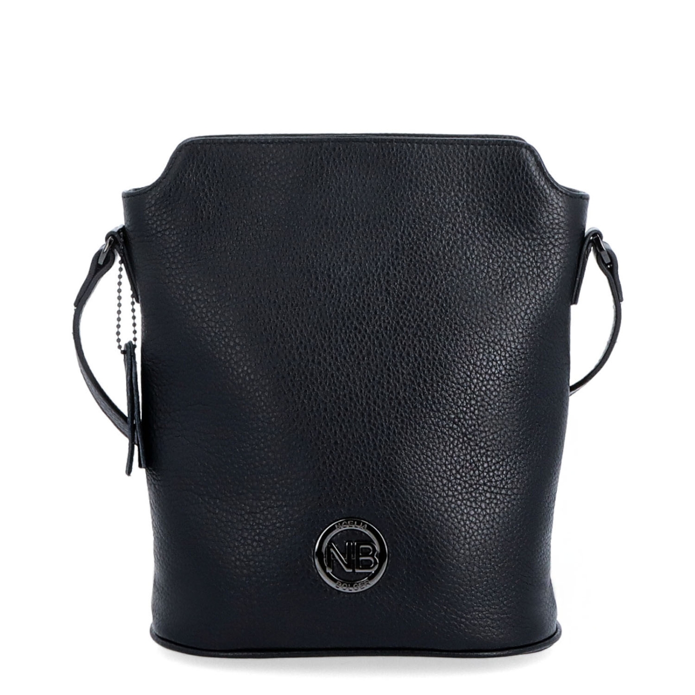 Malá crossbody kabelka zo štruktúrovanej kože Noelia Bolger materiál kože zapínanie na zips farba čierna veľkosť malá NB 3009 C Spredu