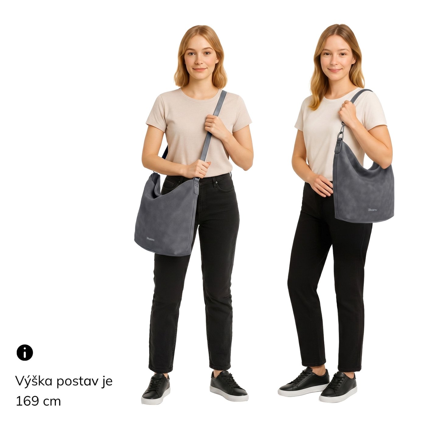 Štýlová kabelka s viacerými možnosťami nosenia Tangerin materiál syntetická koža zapínanie na zips farba vínová veľkosť stredná 1103 BO Na postave