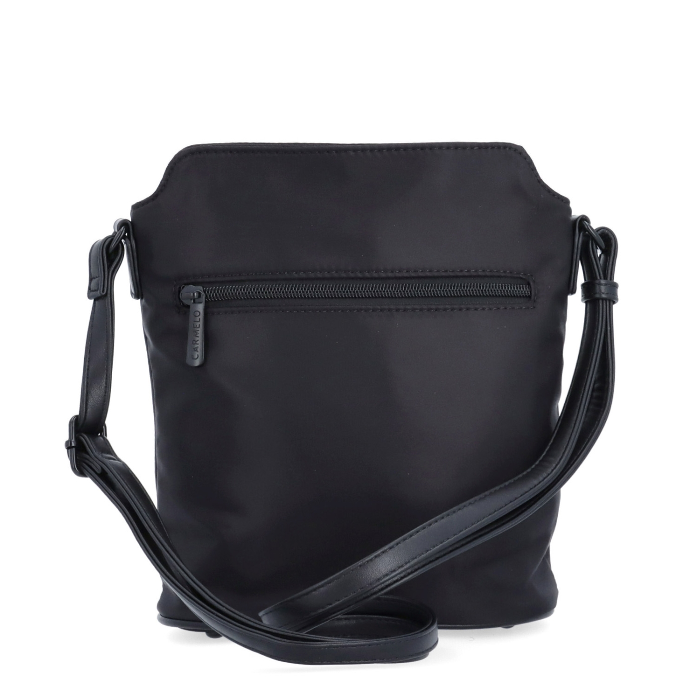 Praktická crossbody kabelka s extra vreckom Carmelo materiál nylon zapínanie na zips farba čierna veľkosť malá 6607 C Zozadu