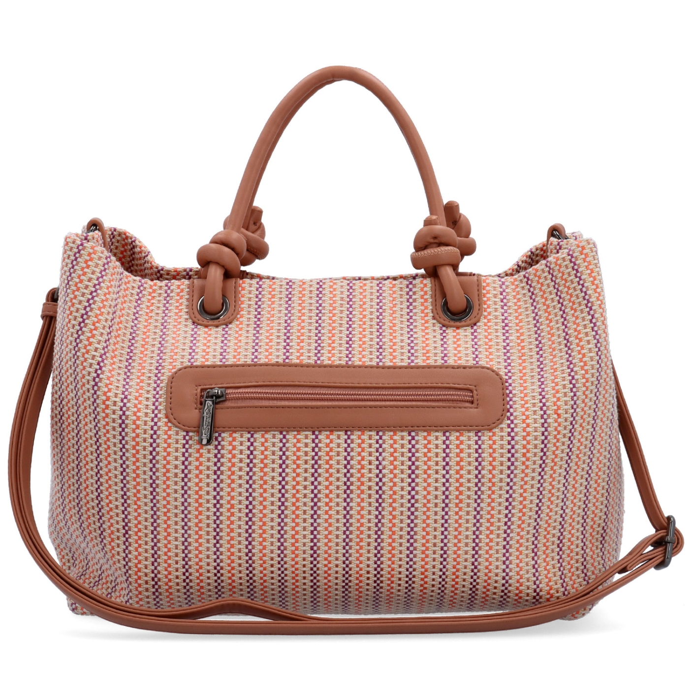 Priestranná shopper kabelka s originálnymi uchami Le Sands materiál syntetická koža zapínanie na zips farba oranžová veľkosť veľká 4613 O Zozadu