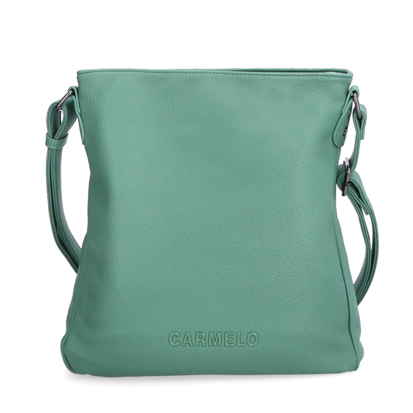 Dizajnová crossbody kabelka Carmelo materiál syntetická koža zapínanie na zips farba zelená veľkosť stredná 4271 ZE Spredu
