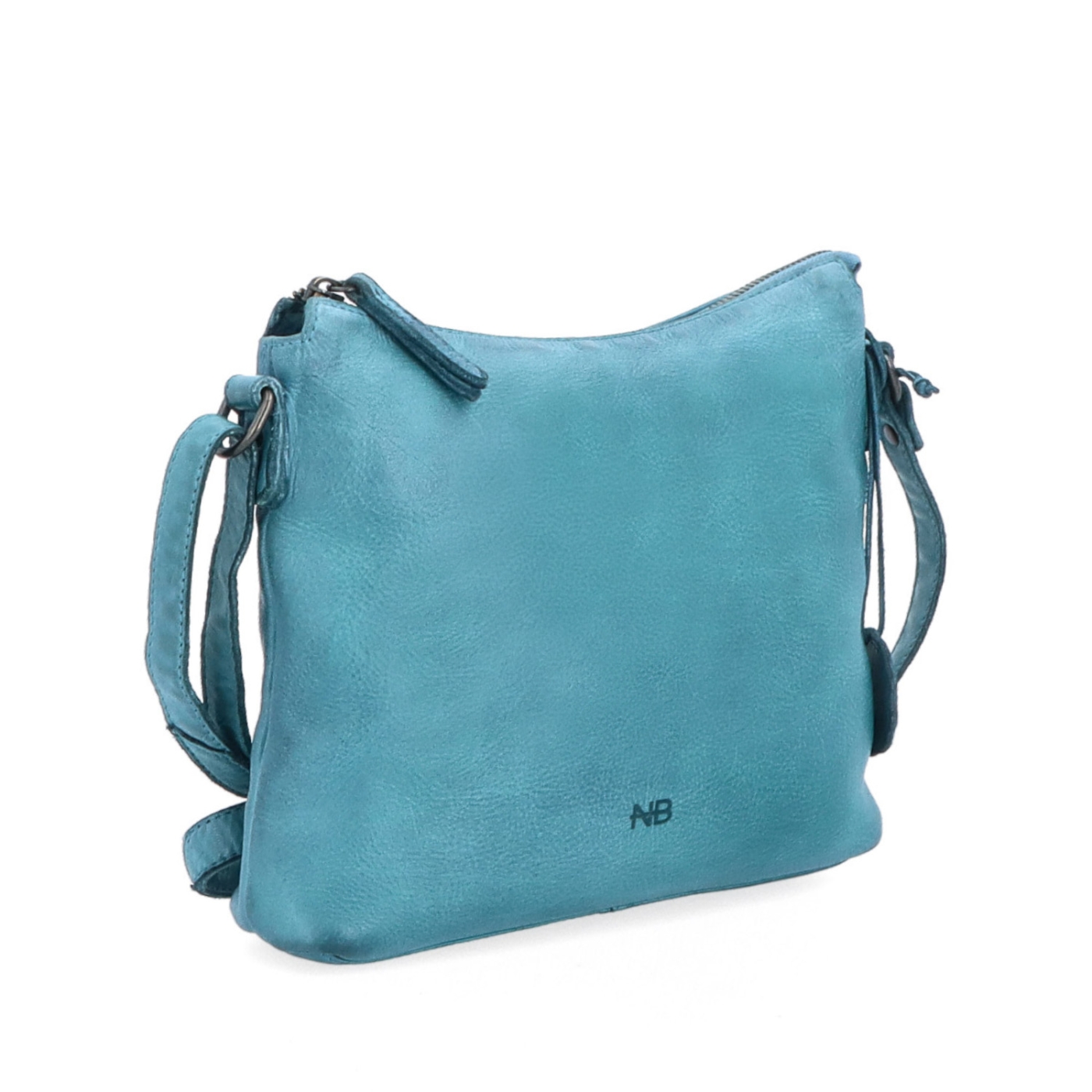 Kožená crossbody kabelka s moderným dizajnom Noelia Bolger materiál kože zapínanie na zips farba tyrkysová veľkosť malá NB 2400 TYR