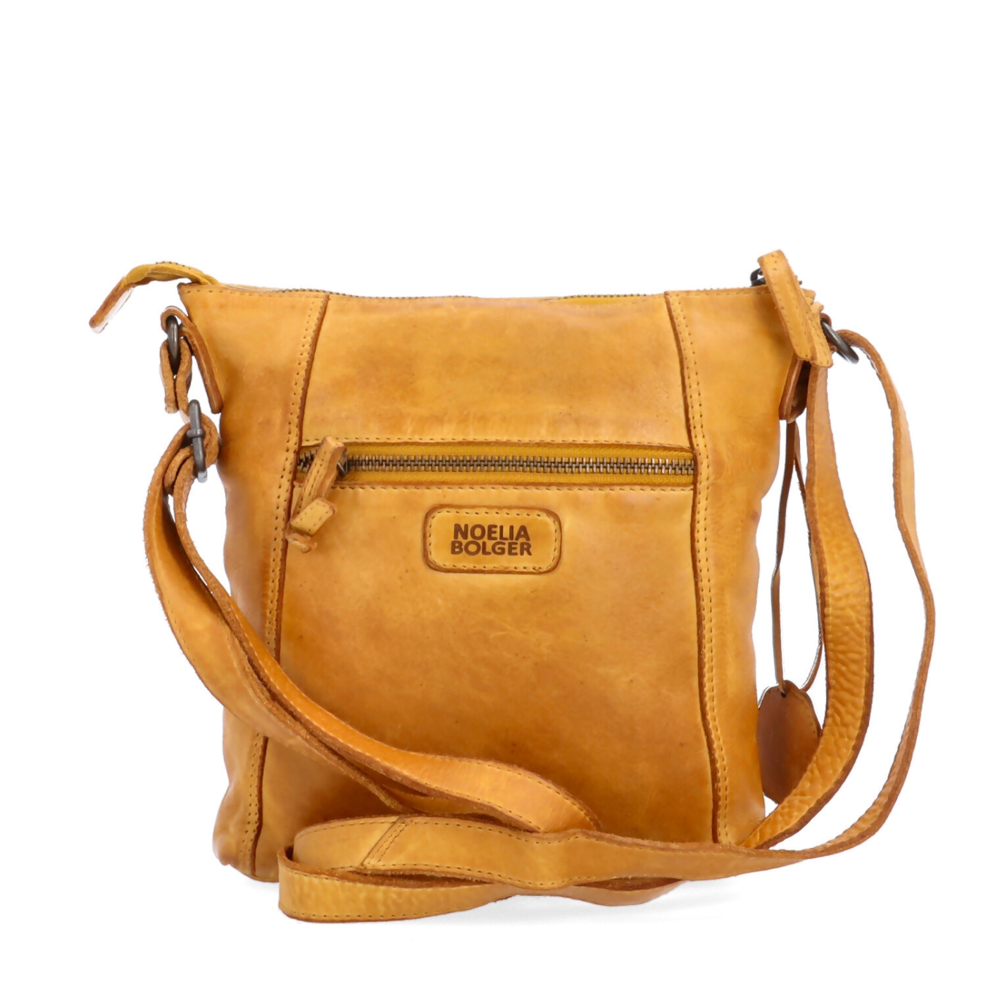 Malá kožená crossbody s prešívaním Noelia Bolger materiál kože zapínanie na zips farba žltá veľkosť malá NB 2086 ZLU Zozadu