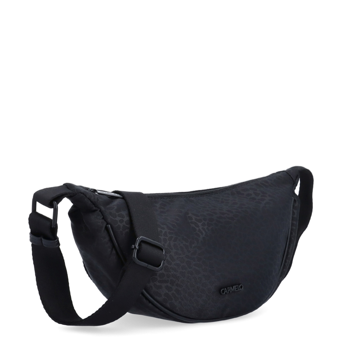 Malá nylonová kabelka typu moonbag Carmelo materiál nylon zapínanie na zips farba čierna veľkosť malá 6609 C LE