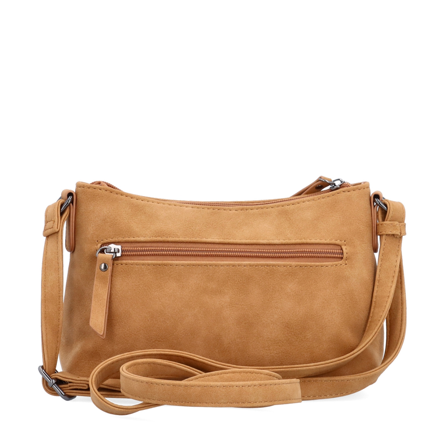 Malá elegantná crossbody kabelka Tangerin materiál syntetická koža zapínanie na zips farba koňaková veľkosť malá 1109 CAM Zozadu