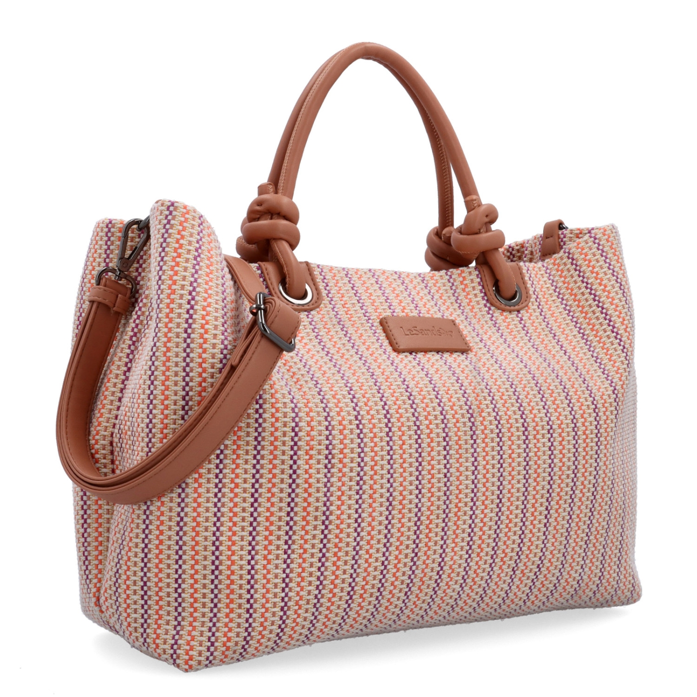 Priestranná shopper kabelka s originálnymi uchami Le Sands materiál syntetická koža zapínanie na zips farba oranžová veľkosť veľká 4613 O