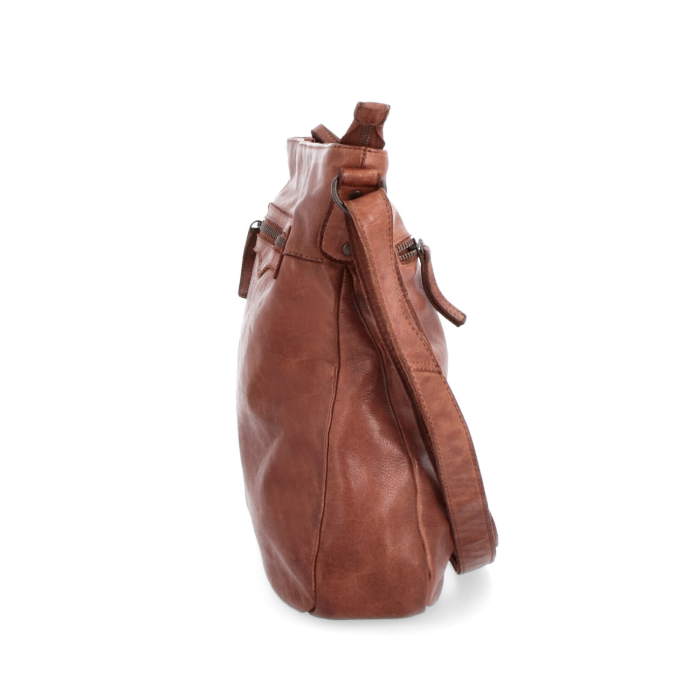 Kožená crossbody s predným vreckom na zips Noelia Bolger materiál kože zapínanie na zips farba koňaková veľkosť stredná NB 2103 KO Z boku