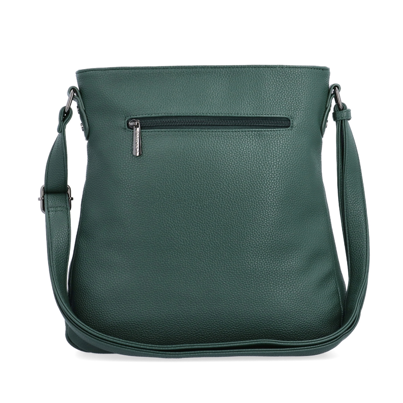 Dizajnová crossbody kabelka Carmelo materiál syntetická koža zapínanie na zips farba zelená veľkosť stredná 4271 TZE Zozadu