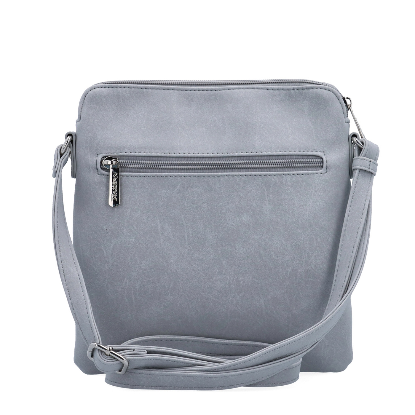 Menšia crossbody kabelka z hebkého materiálu Tangerin materiál syntetická koža zapínanie na zips farba sivá veľkosť malá 7017 SS Zozadu
