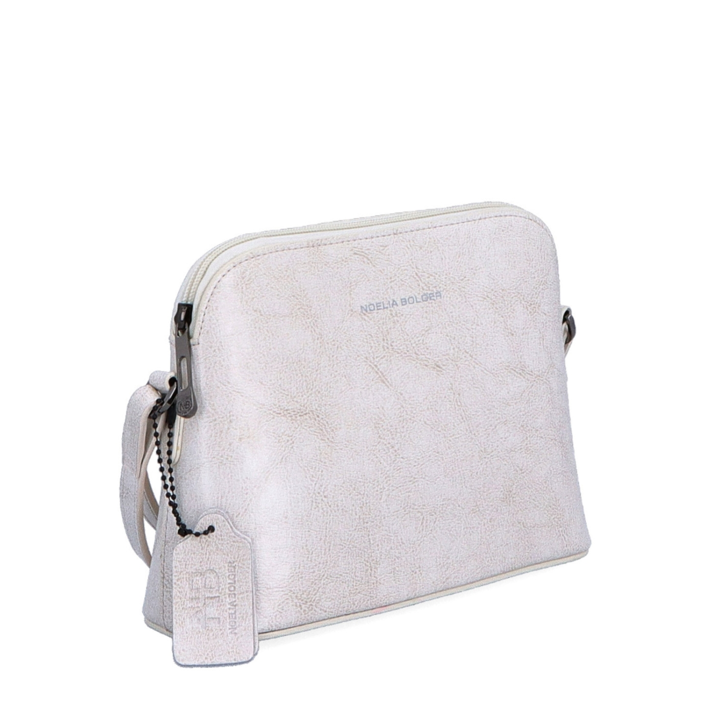 Luxusná malá kožená crossbody kabelka Noelia Bolger materiál kože zapínanie na zips farba biela veľkosť malá NB 0080 OW