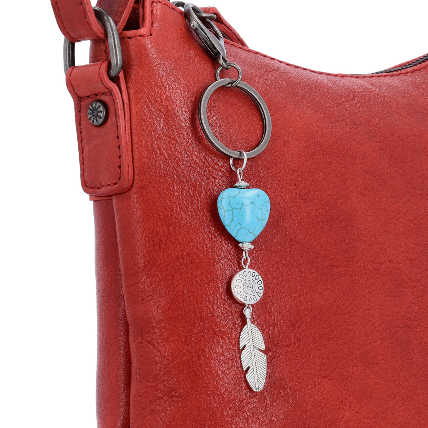 Kožená crossbody kabelka s príveskom Noelia Bolger materiál kože zapínanie na zips farba červená veľkosť malá NB 3100 CV Detail