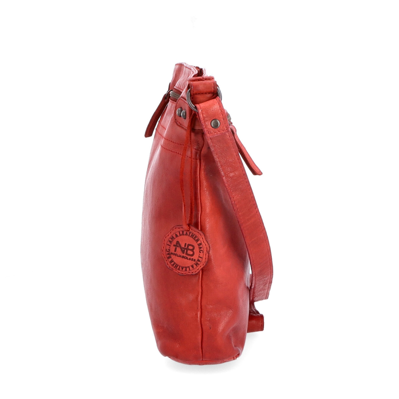 Kožená vintage crossbody s vreckami Noelia Bolger materiál kože zapínanie na zips farba červená veľkosť stredná NB 2006 CV Z boku