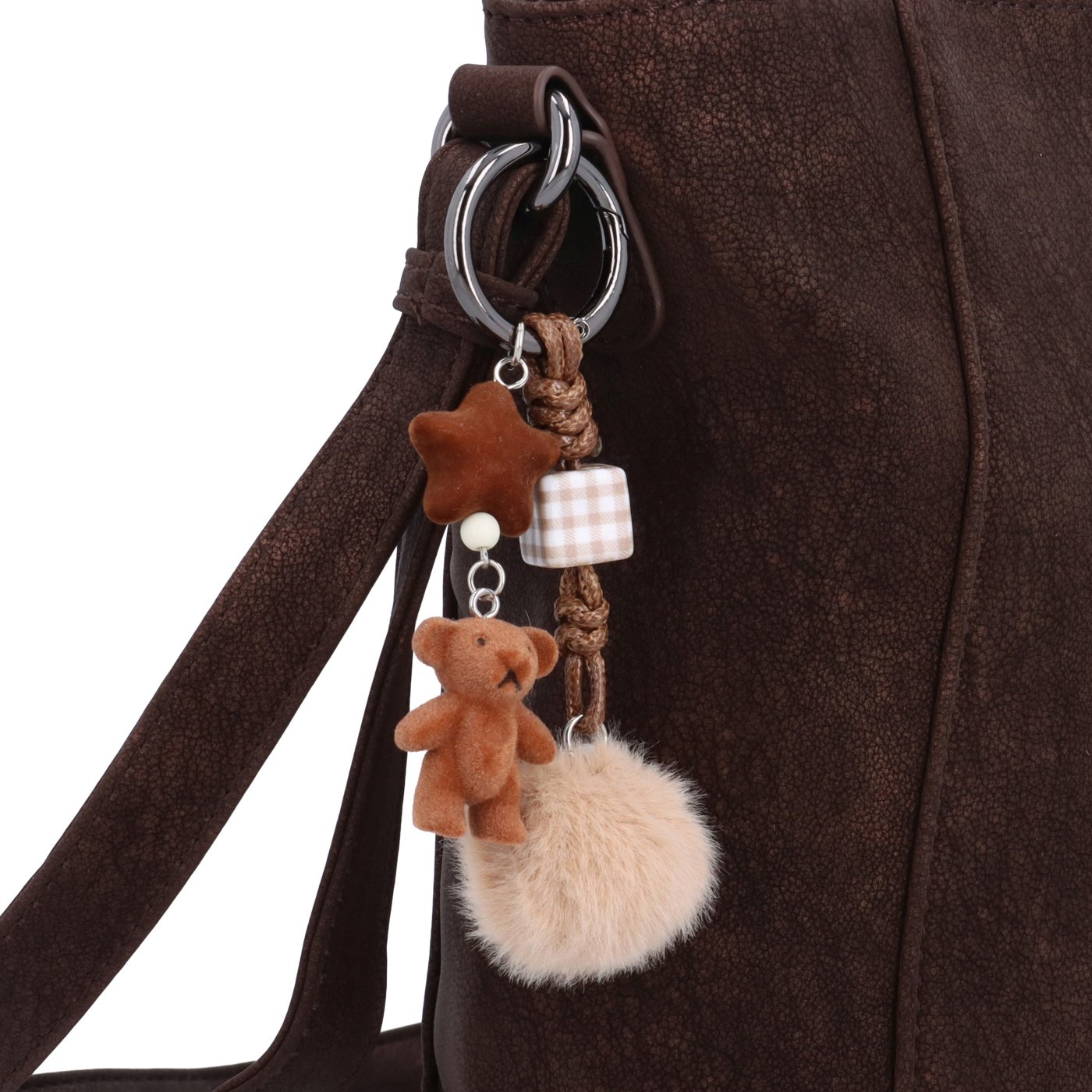 Praktická crossbody kabelka s odnímateľným príveskom Carmelo materiál syntetická koža zapínanie na zips farba hnedá veľkosť malá 4662 H Detail