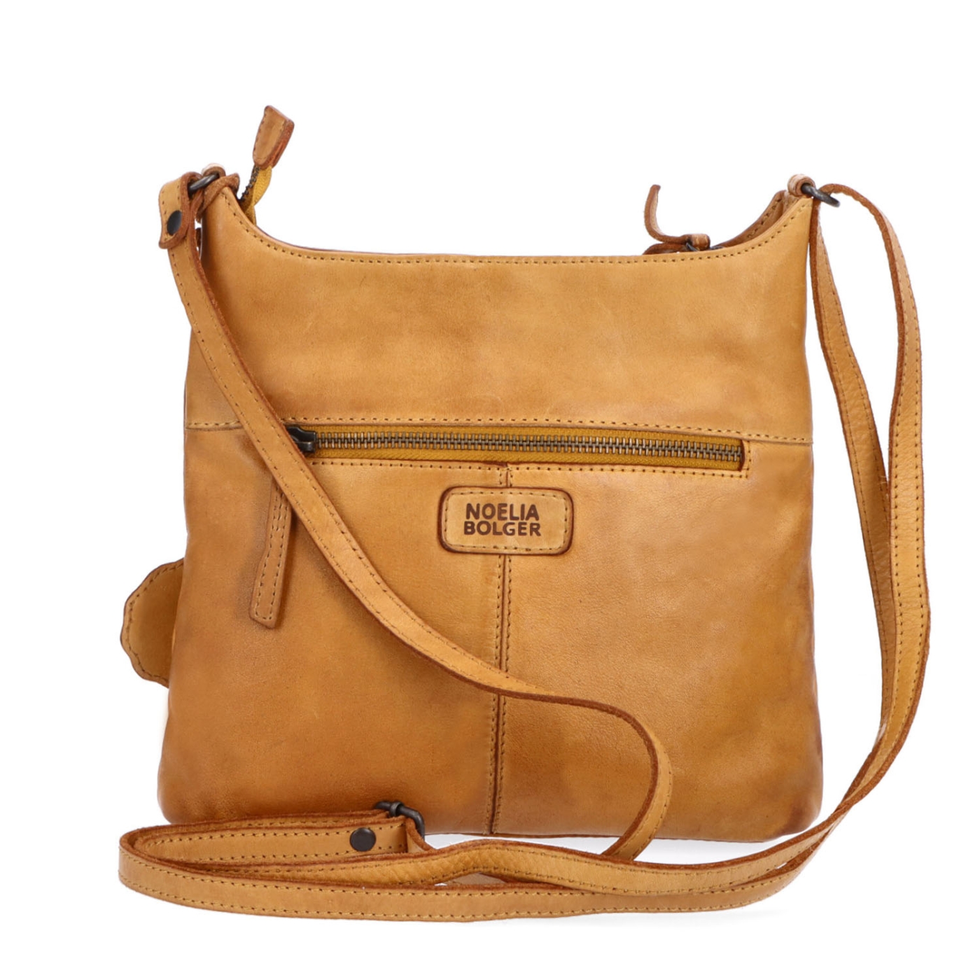 Kožená crossbody kabelka na každý deň Noelia Bolger materiál kože zapínanie na zips farba žltá veľkosť malá NB 2404 ZLU Zozadu
