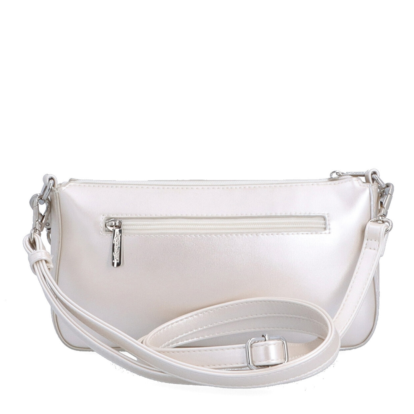 Malá crossbody kabelka s ozdobnou retiazkou Le Sands materiál syntetická koža zapínanie na zips farba béžová veľkosť malá 7714 PRL Zozadu
