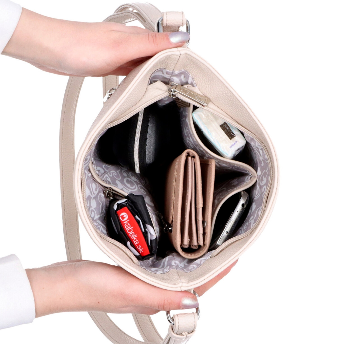 Crossbody kabelka so zipsom Carmelo materiál syntetická koža zapínanie na zips farba zelená veľkosť malá 4324 ZE Vnútro