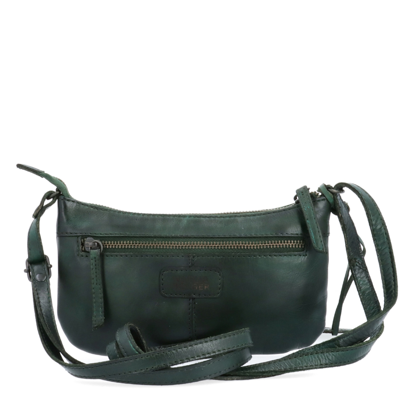 Malá elegantná kožená crossbody kabelka Noelia Bolger materiál kože zapínanie na zips farba zelená veľkosť malá NB 2420 ZE Zozadu