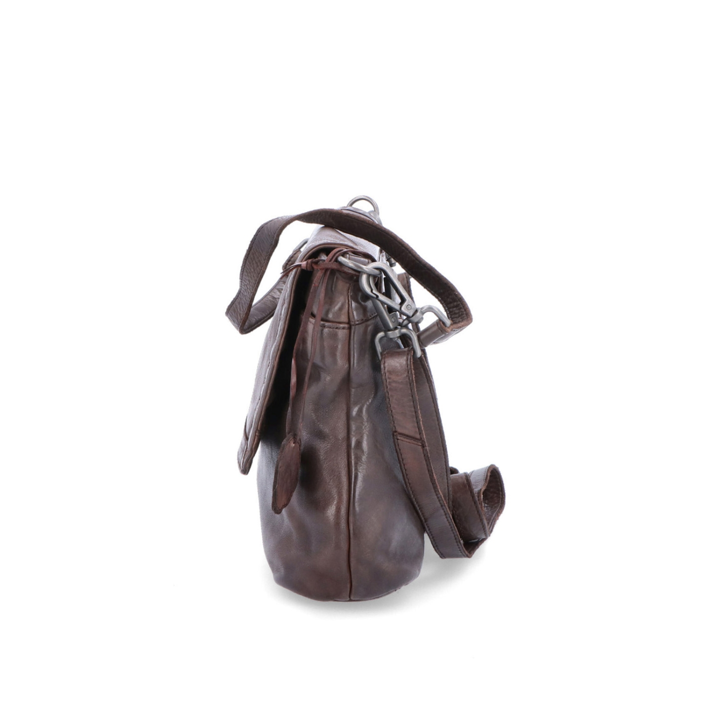 Crossbody kabelka z pravej kože s chlopňou Noelia Bolger materiál kože zapínanie s chlopňou farba hnedá veľkosť stredná NB 2024 H Z boku