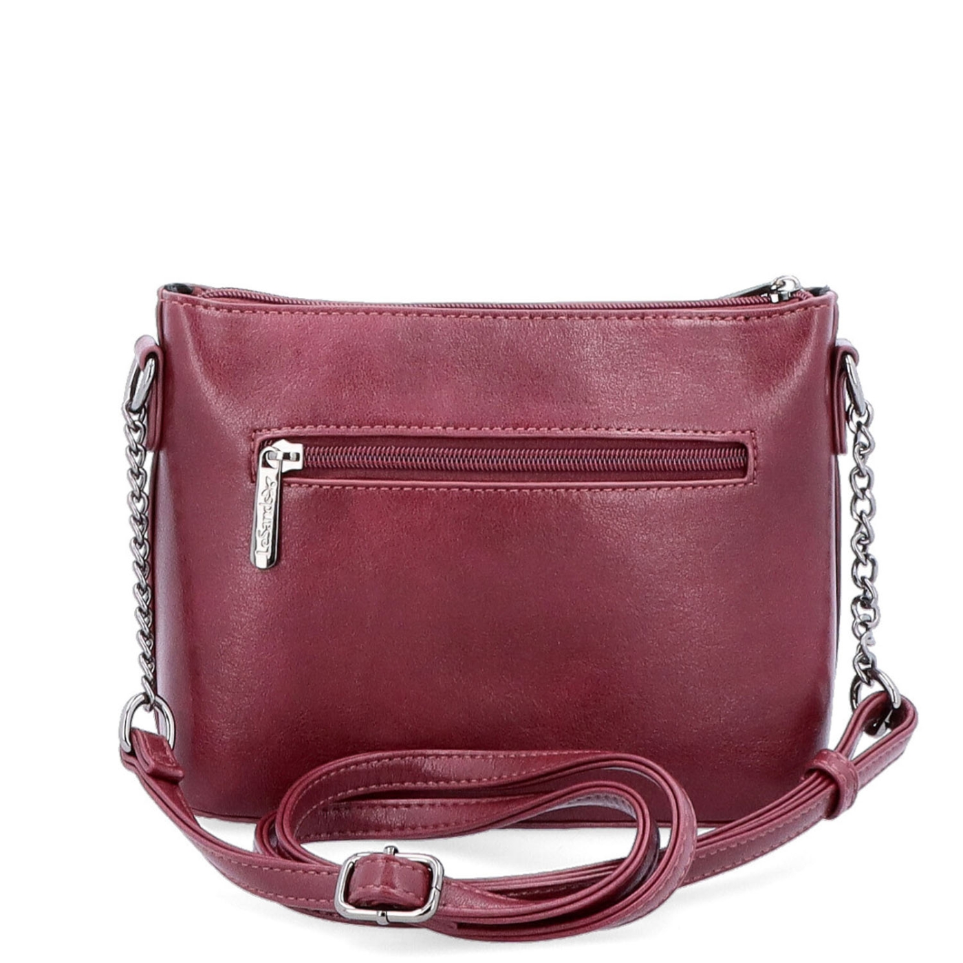 Spoločenská crossbody kabelka s retiazkou Le Sands materiál syntetická koža zapínanie na zips farba vínová veľkosť malá 7708 BO Zozadu