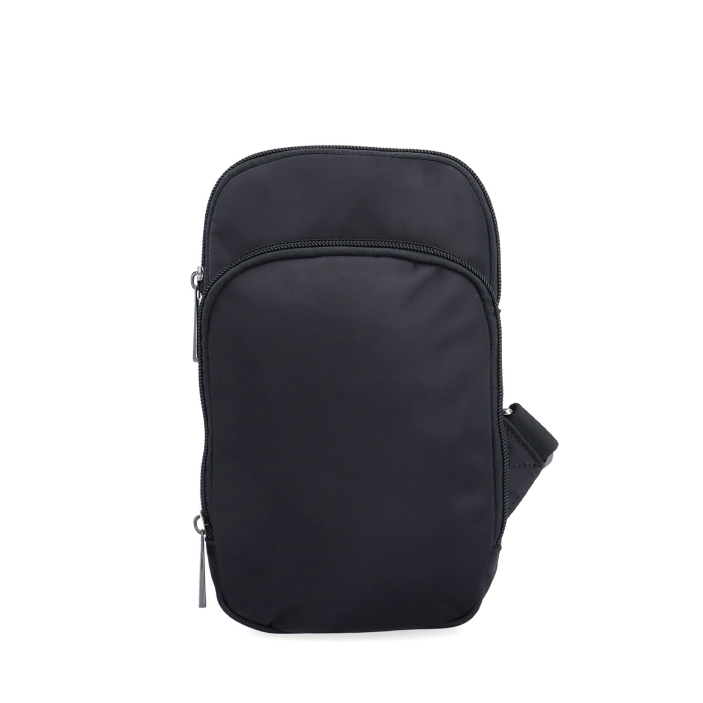 Praktická crossbody taška na mobilný telefón a peňaženku Carmelo materiál nylon zapínanie na zips farba čierna veľkosť malá 6600 C Spredu